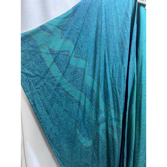 Southwest Indian Foundation Open Kimono M 100% Rayon Green Western Indie Boho - Picture 2 of 7